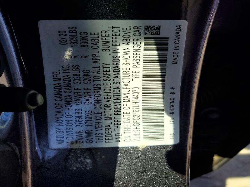 Продаж на аукціоні авто 2020 Honda Civic, vin: 2HGFC2F67LH544070, номер лоту: 79041425