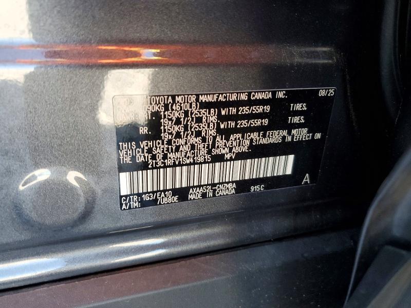 47065496 :رقم المزاد ، 2T3C1RFV1SW419815 vin ، 2025 Toyota Rav4 مزاد بيع