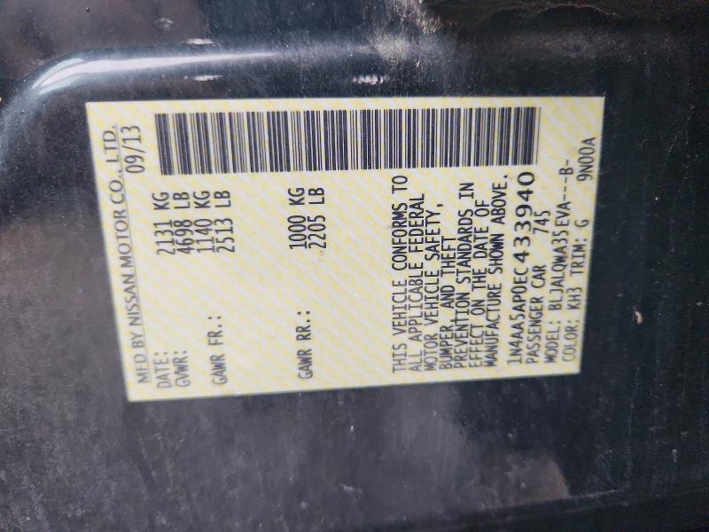 46053446 :رقم المزاد ، 1N4AA5AP0EC433940 vin ، 2014 Nissan Maxima مزاد بيع