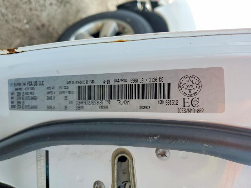Aukcja sprzedaży 2018 Ram 1500, vin: 1C6RR7KT2JS273435, numer aukcji: 77387615