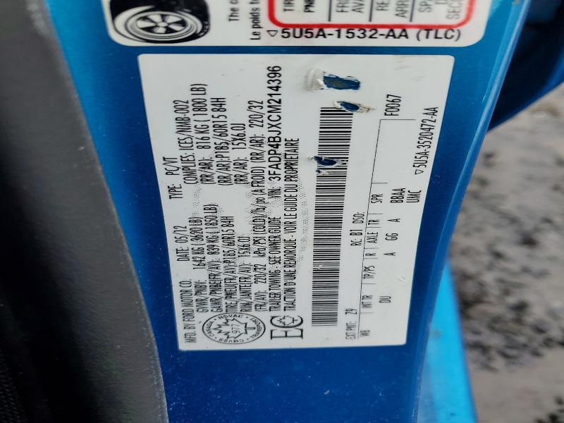 Продажа на аукционе авто 2012 Ford Fiesta, vin: 3FADP4BJXCM214396, номер лота: 78966005