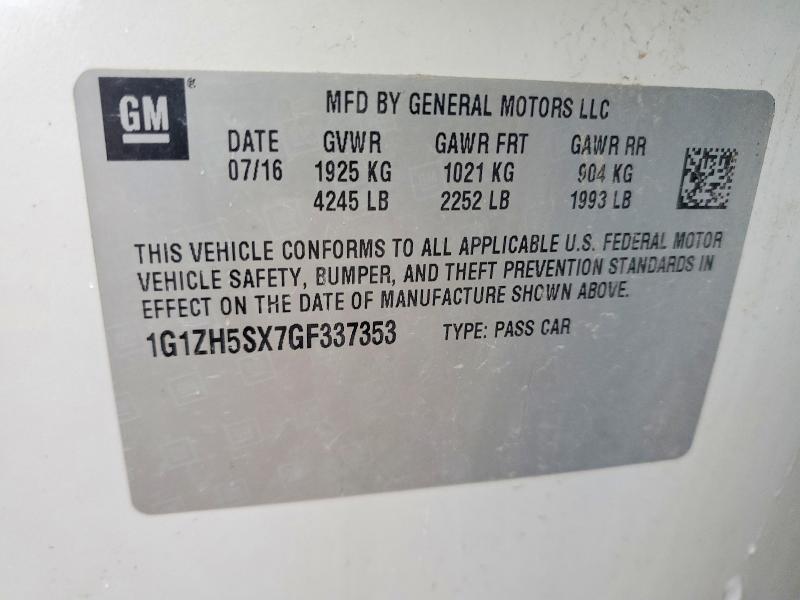 2016 Chevrolet Malibu მანქანა იყიდება აუქციონზე, vin: 1G1ZH5SX7GF337353, აუქციონის ნომერი: 46502016