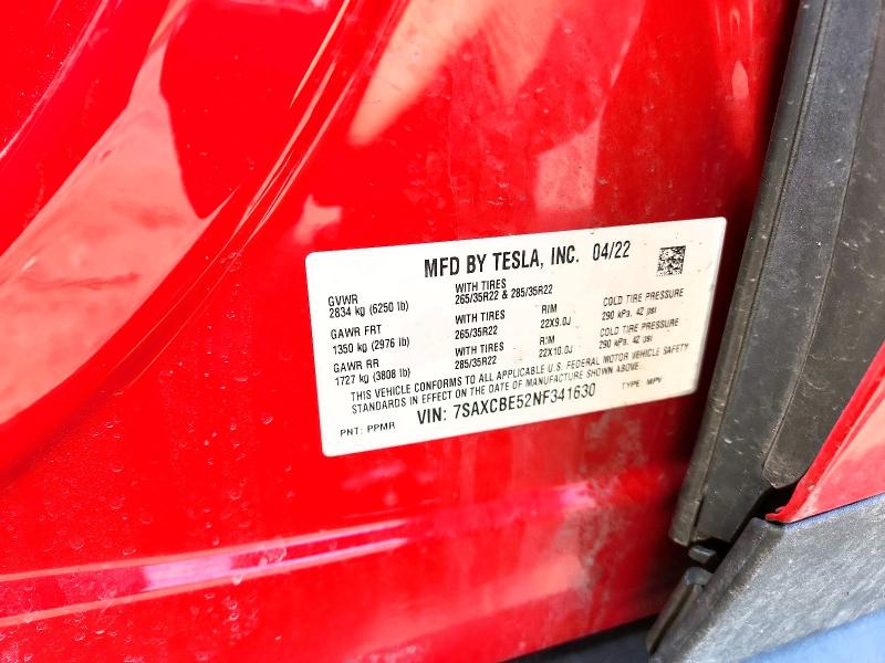Aukcja sprzedaży 2022 Tesla Model X, vin: 7SAXCBE52NF341630, numer aukcji: 45526736