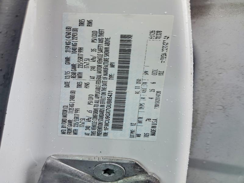 2016 Ford Escape მანქანა იყიდება აუქციონზე, vin: 1FMCU9GX7GUB85431, აუქციონის ნომერი: 41723106