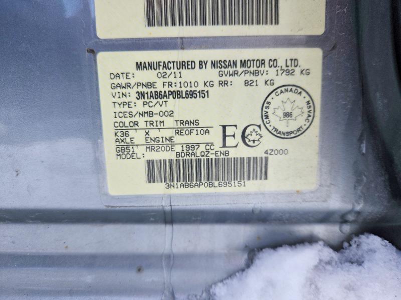45608906 :رقم المزاد ، 3N1AB6AP0BL695151 vin ، 2011 Nissan Sentra مزاد بيع