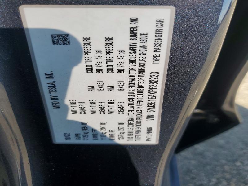 Продажа на аукционе авто 2023 Tesla Model 3, vin: 5YJ3E1EAXPF382233, номер лота: 79938745