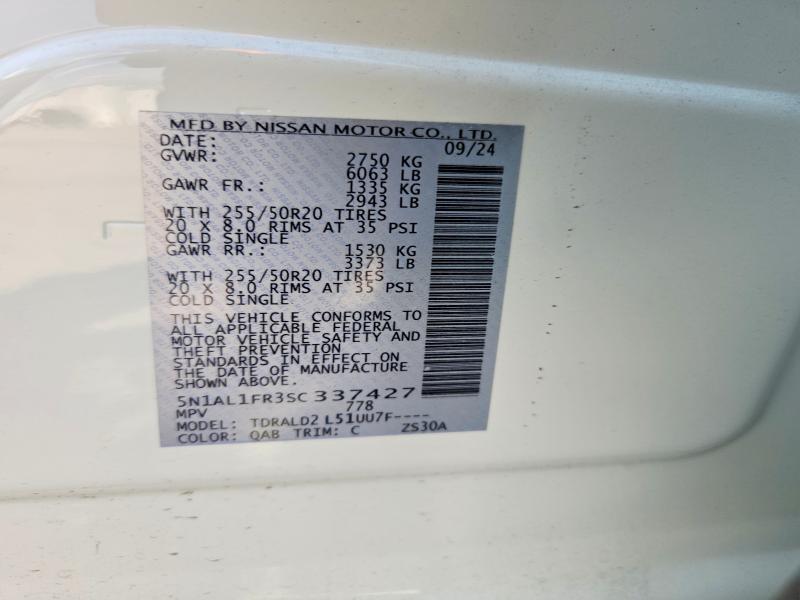 Продажа на аукционе авто 2025 Infiniti Qx60, vin: 5N1AL1FR3SC337427, номер лота: 46952466