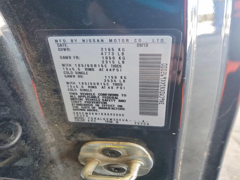 45680116 :رقم المزاد ، 3N6CM0KN1KK692000 vin ، 2019 Nissan Nv200 مزاد بيع