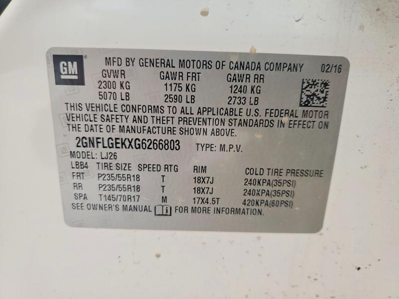 Aukcja sprzedaży 2016 Chevrolet Equinox, vin: 2GNFLGEKXG6266803, numer aukcji: 47382966