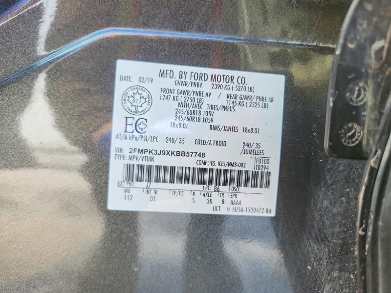Aukcja sprzedaży 2019 Ford Edge, vin: 2FMPK3J9XKBB57748, numer aukcji: 46651466