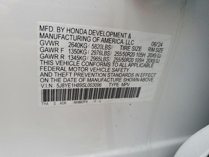 47752346 :رقم المزاد ، 5J8YE1H89SL003096 vin ، 2025 Acura Mdx مزاد بيع