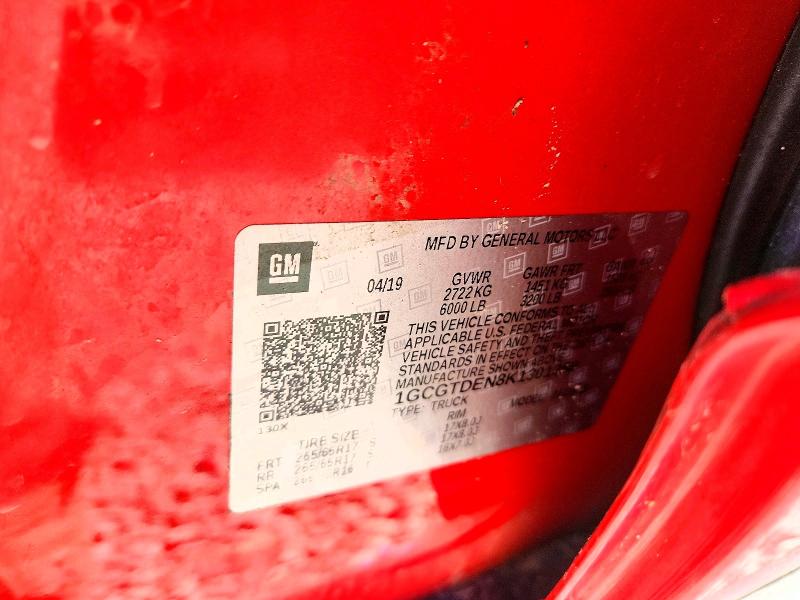 Aukcja sprzedaży 2019 Chevrolet Colorado, vin: 1GCGTDEN8K1301386, numer aukcji: 41727626