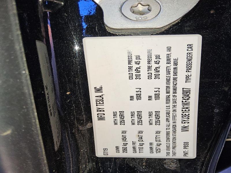 Aukcja sprzedaży 2019 Tesla Model 3, vin: 5YJ3E1EA1KF434907, numer aukcji: 78690885