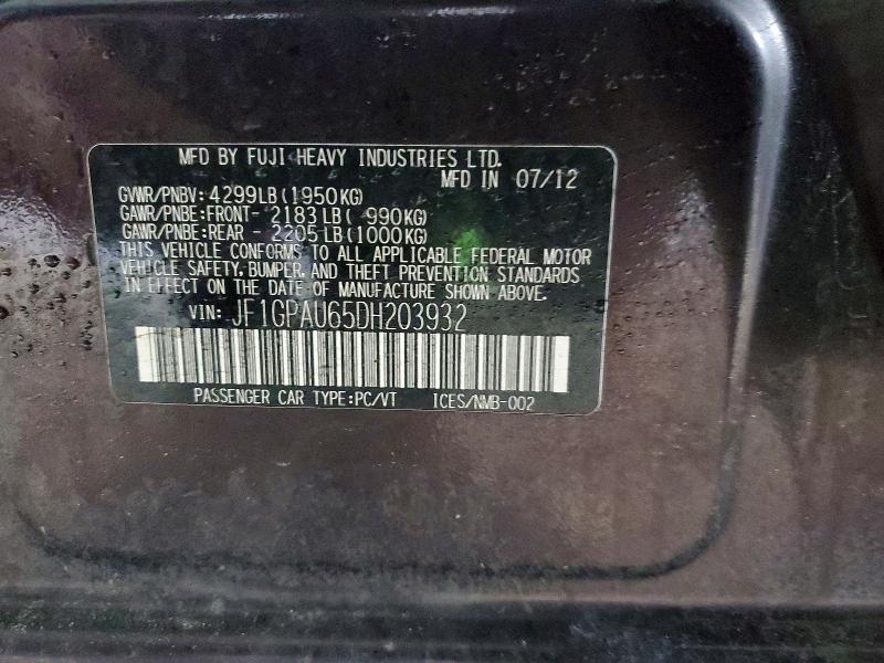 Aukcja sprzedaży 2013 Subaru Impreza, vin: JF1GPAU65DH203932, numer aukcji: 41888326