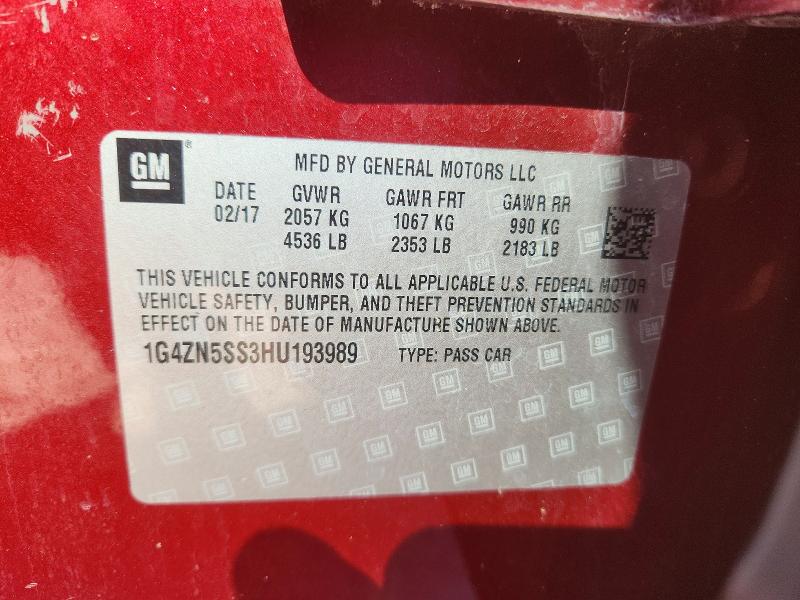 46551666 :رقم المزاد ، 1G4ZN5SS3HU193989 vin ، 2017 Buick Lacrosse مزاد بيع