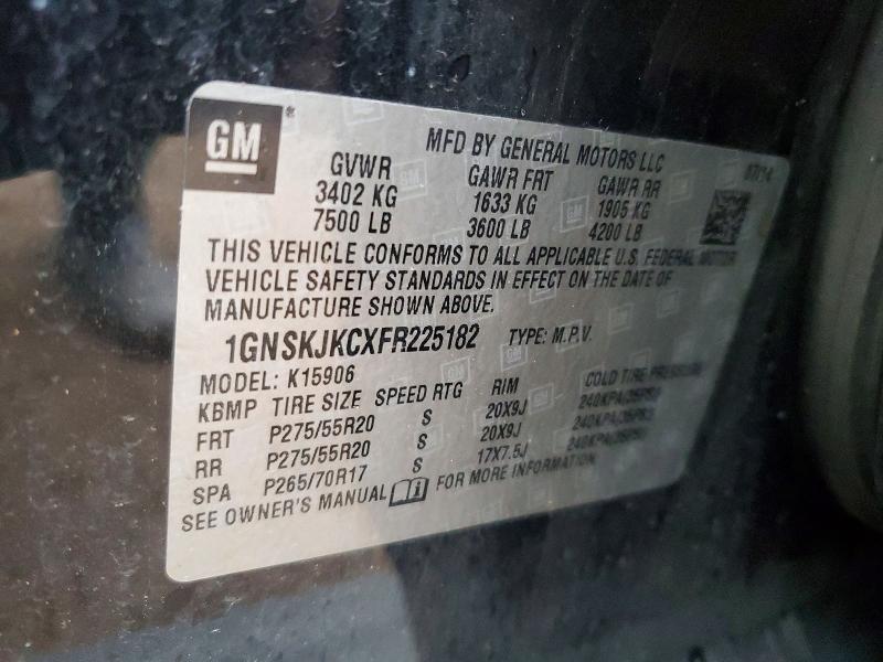Aukcja sprzedaży 2015 Chevrolet Suburban, vin: 1GNSKJKCXFR225182, numer aukcji: 47285926