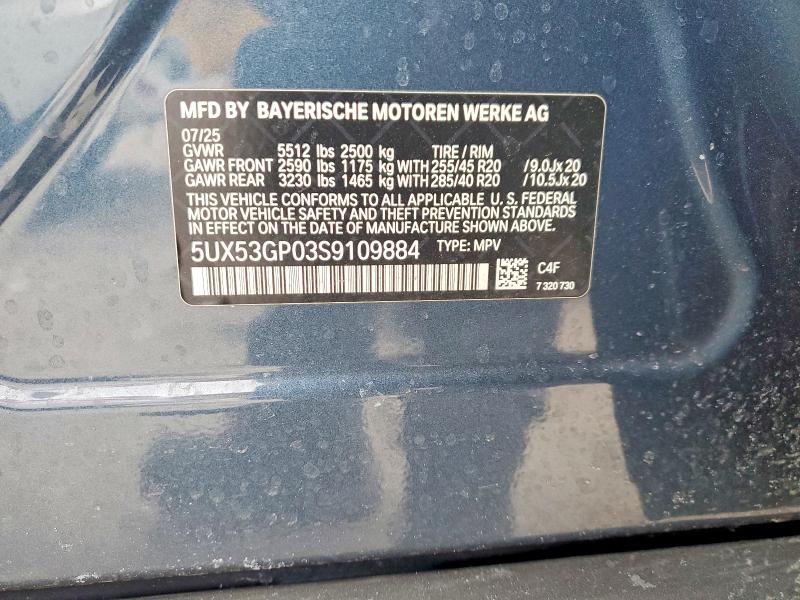 Продаж на аукціоні авто 2025 Bmw X3, vin: 5UX53GP03S9109884, номер лоту: 78903055