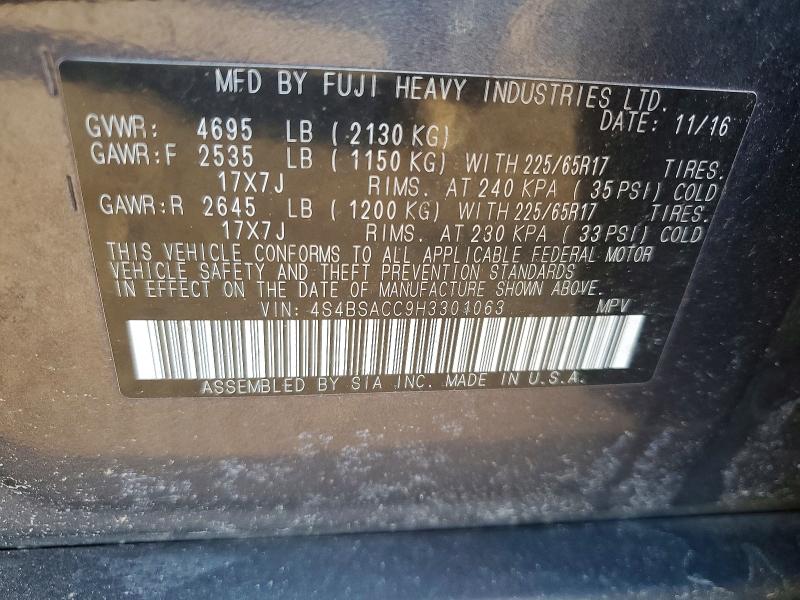Продажа на аукционе авто 2017 Subaru Outback, vin: 4S4BSACC9H3301063, номер лота: 79845245