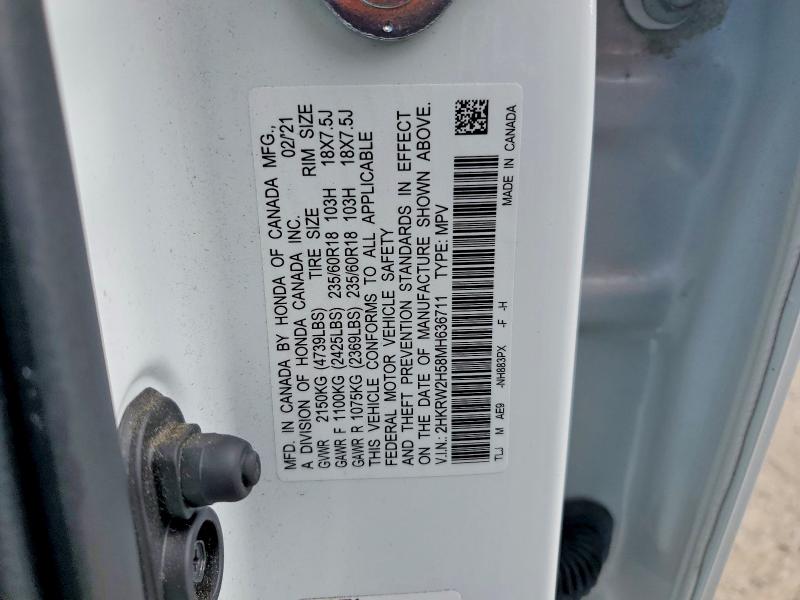47269036 :رقم المزاد ، 2HKRW2H58MH636711 vin ، 2021 Honda Cr-v مزاد بيع