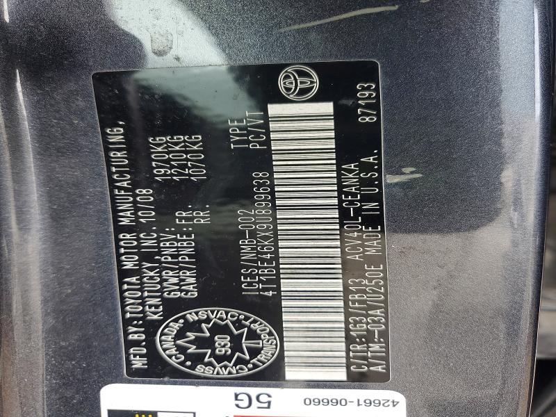 Продажа на аукционе авто 2009 Toyota Camry, vin: 4T1BE46KX9U899638, номер лота: 47342016