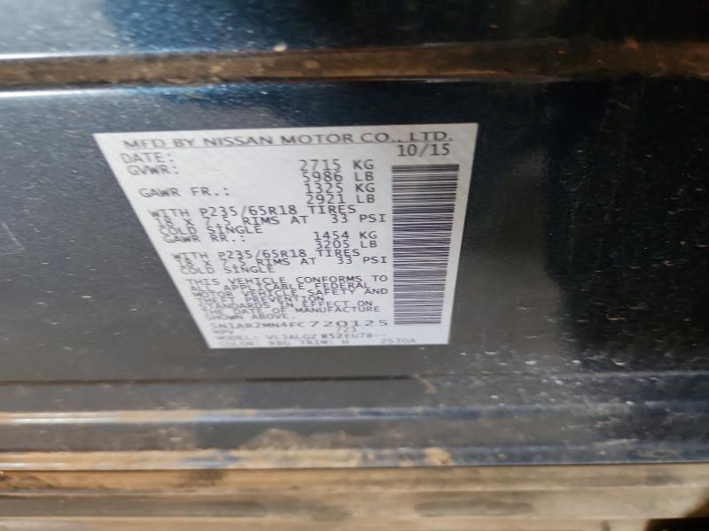 47108556 :رقم المزاد ، 5N1AR2MN4FC720125 vin ، 2015 Nissan Pathfinder مزاد بيع