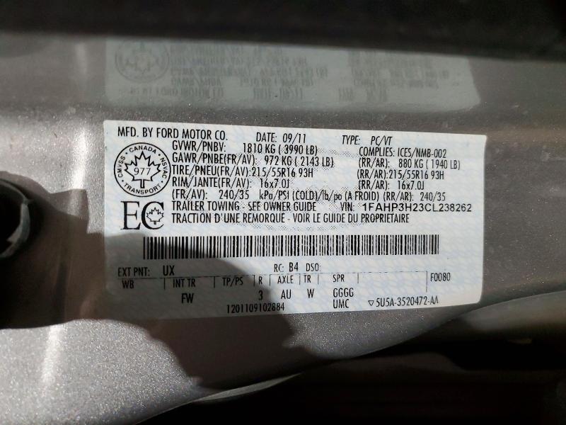Aukcja sprzedaży 2012 Ford Focus, vin: 1FAHP3H23CL238262, numer aukcji: 79317715