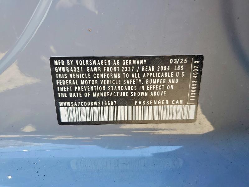 42073336 :رقم المزاد ، WVWSA7CD0SW216587 vin ، 2025 Volkswagen Gti مزاد بيع