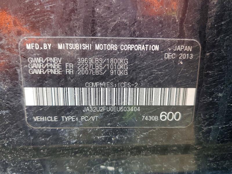 79996205 :رقم المزاد ، JA32U2FU0EU603404 vin ، 2014 Mitsubishi Lancer مزاد بيع
