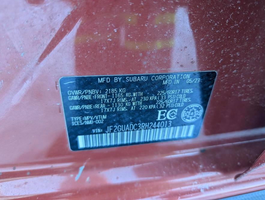 Продаж на аукціоні авто 2024 Subaru Crosstrek, vin: JF2GUADC3RH244013, номер лоту: 77948815