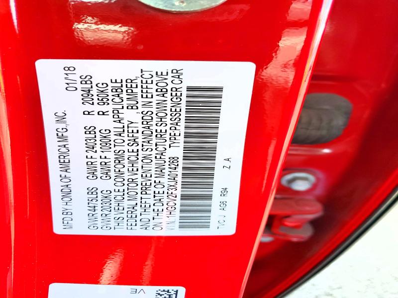 Aukcja sprzedaży 2018 Honda Accord, vin: 1HGCV2F3XJA014268, numer aukcji: 47306006