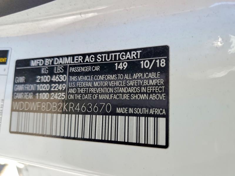 Продаж на аукціоні авто 2019 Mercedes-benz C, vin: WDDWF8DB2KR463670, номер лоту: 47912056