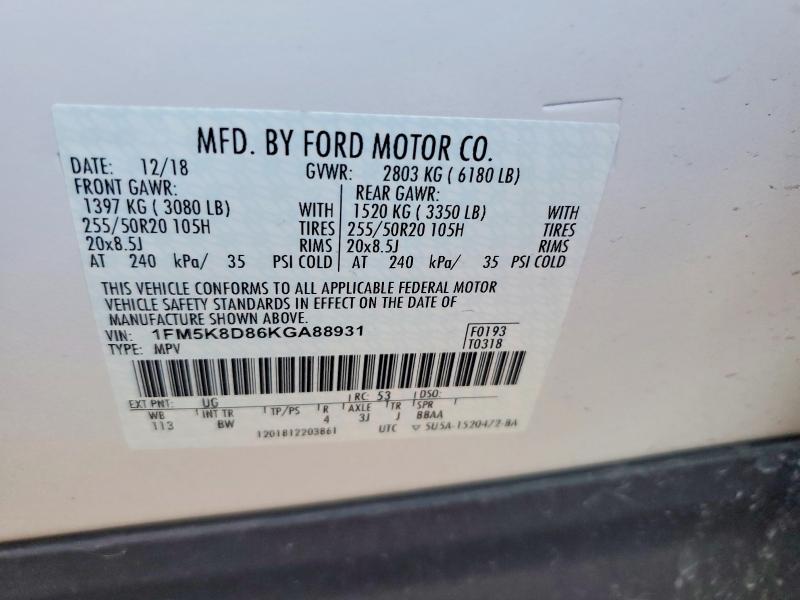 Aukcja sprzedaży 2019 Ford Explorer, vin: 1FM5K8D86KGA88931, numer aukcji: 46737906