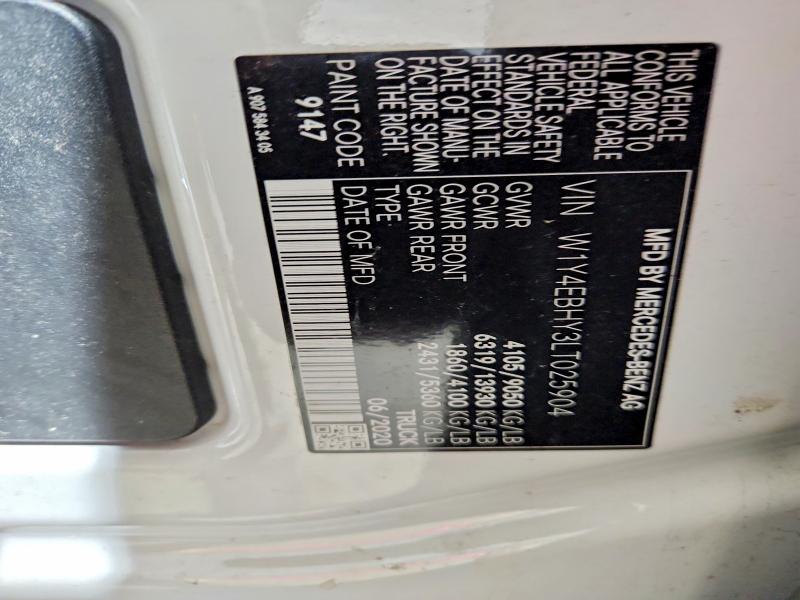 Aukcja sprzedaży 2020 Mercedes-benz Sprinter, vin: W1Y4EBHY3LT025904, numer aukcji: 47603376
