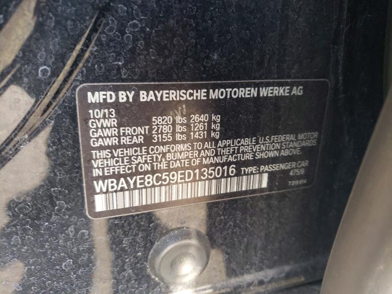2014 Bmw 750 მანქანა იყიდება აუქციონზე, vin: WBAYE8C59ED135016, აუქციონის ნომერი: 47323266