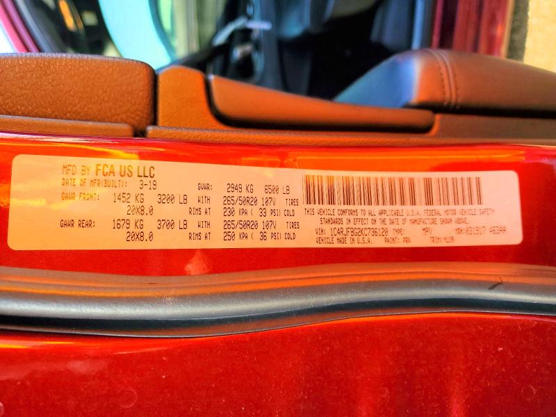 Aukcja sprzedaży 2019 Jeep Grand Cherokee, vin: 1C4RJFBG2KC736120, numer aukcji: 79249435