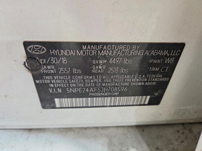 47436076 :رقم المزاد ، 5NPE24AF5JH708596 vin ، 2018 Hyundai Sonata مزاد بيع
