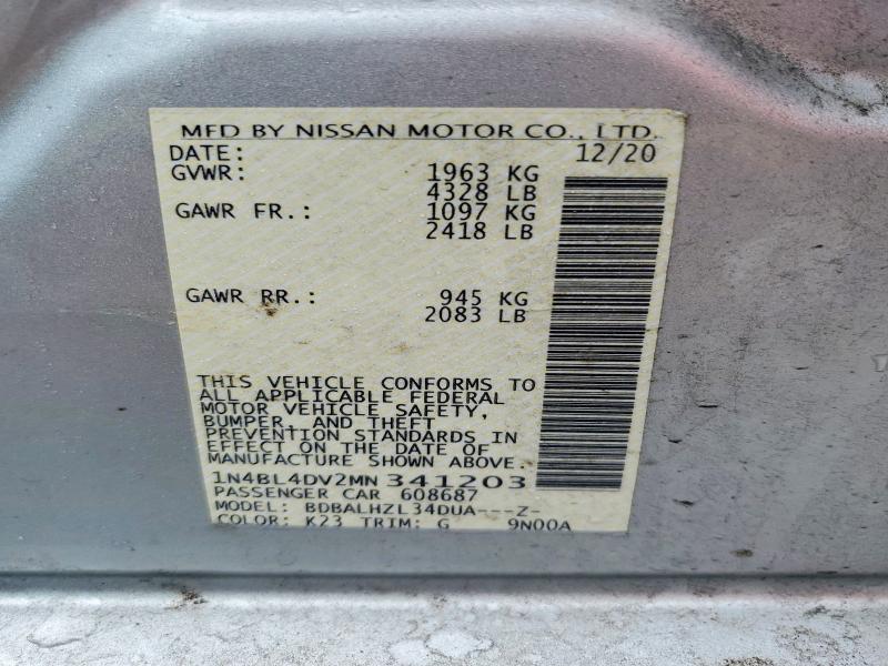 Продажа на аукционе авто 2021 Nissan Altima, vin: 1N4BL4DV2MN341203, номер лота: 78152195