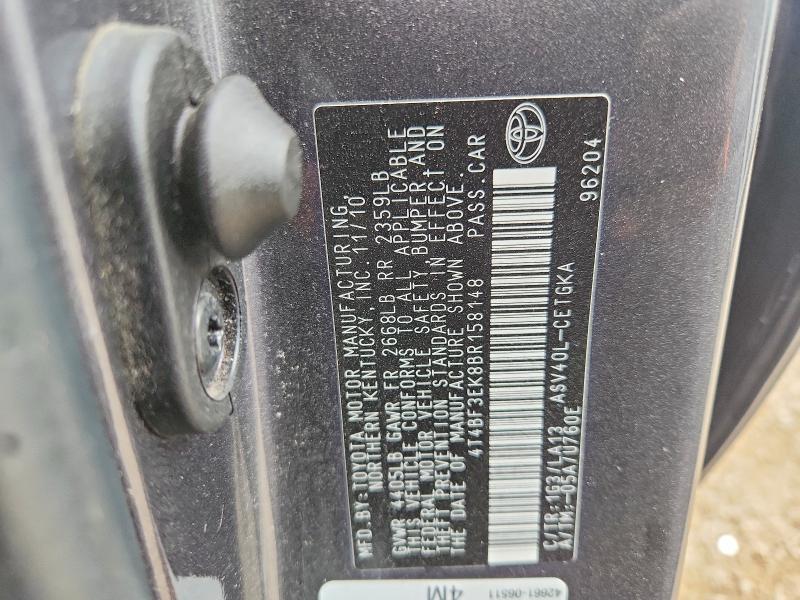 Aukcja sprzedaży 2011 Toyota Camry, vin: 4T4BF3EK8BR158148, numer aukcji: 79742385