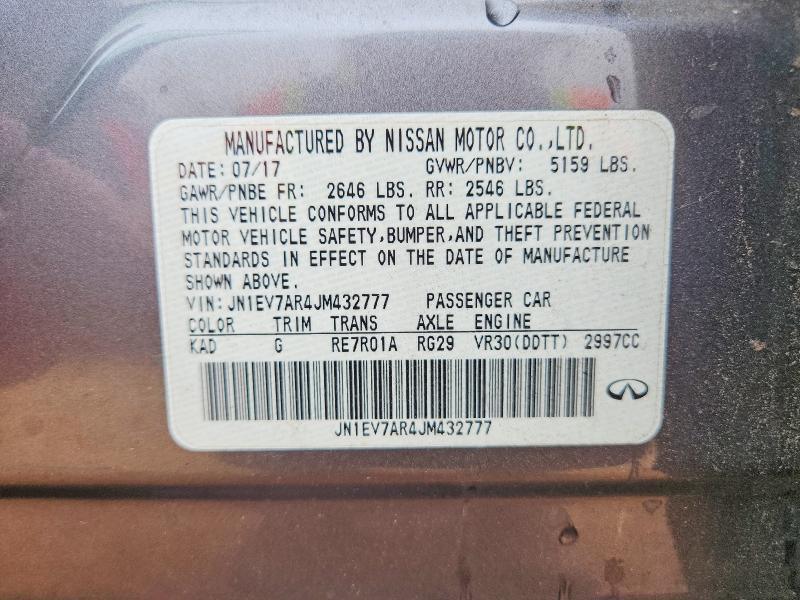 Aukcja sprzedaży 2018 Infiniti Q50, vin: JN1EV7AR4JM432777, numer aukcji: 41738336
