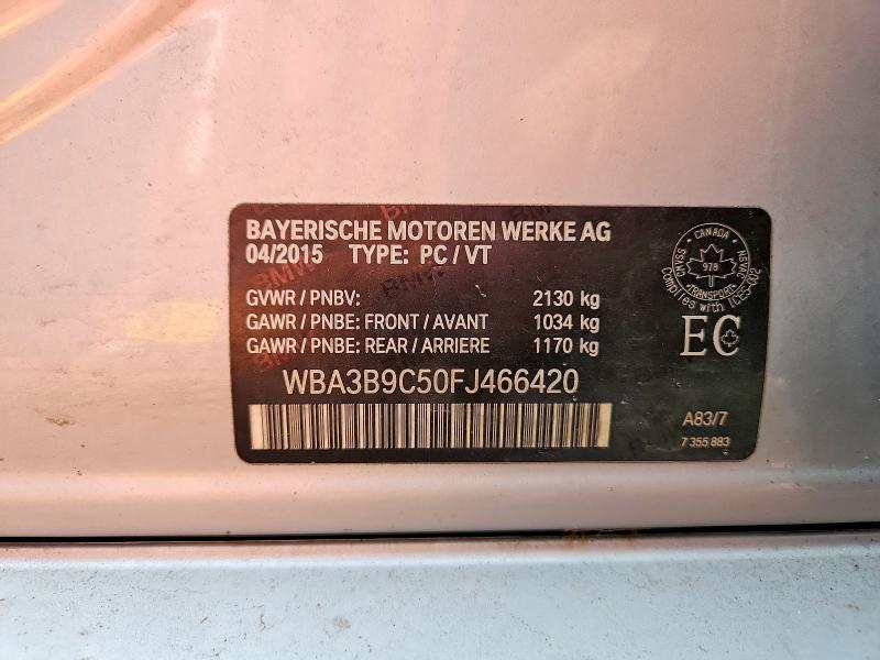 2015 Bmw 335 მანქანა იყიდება აუქციონზე, vin: WBA3B9C50FJ466420, აუქციონის ნომერი: 46303796