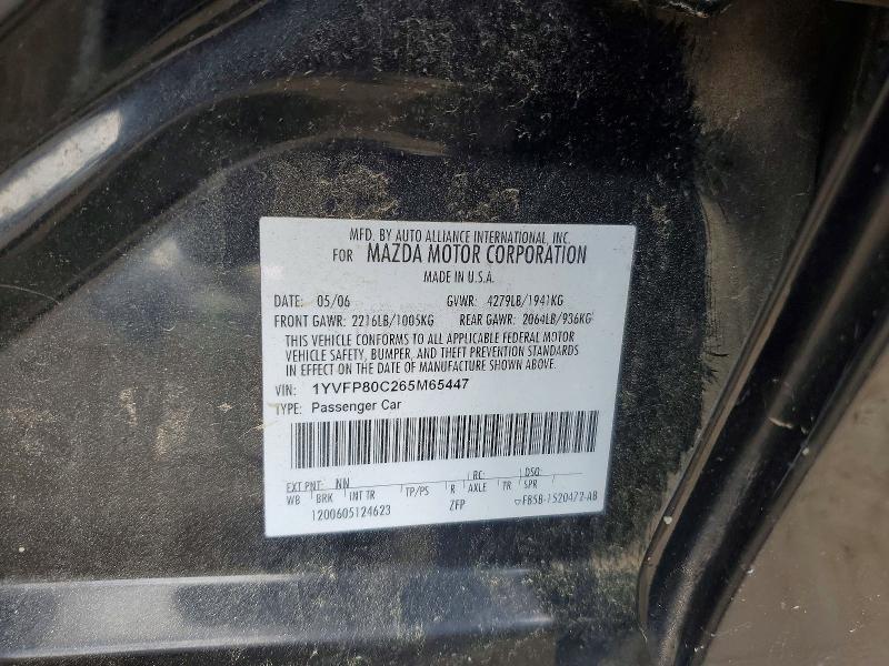 46307696 :رقم المزاد ، 1YVFP80C265M65447 vin ، 2006 Mazda 6 مزاد بيع