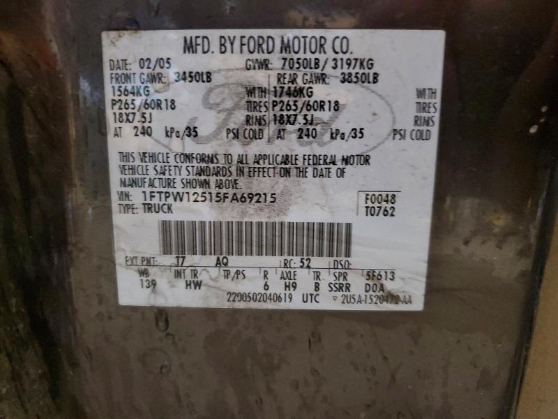 Aukcja sprzedaży 2005 Ford F150, vin: 1FTPW12515FA69215, numer aukcji: 45991606