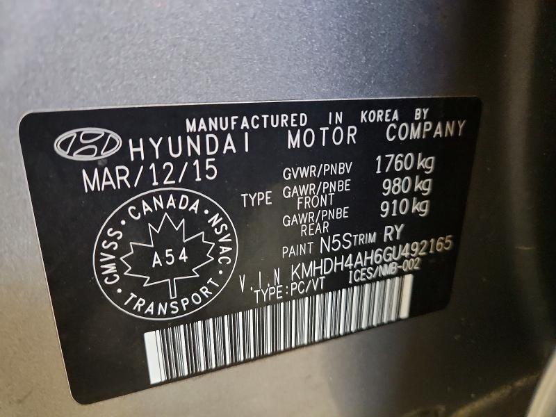 Aukcja sprzedaży 2016 Hyundai Elantra, vin: KMHDH4AH6GU492165, numer aukcji: 47434766