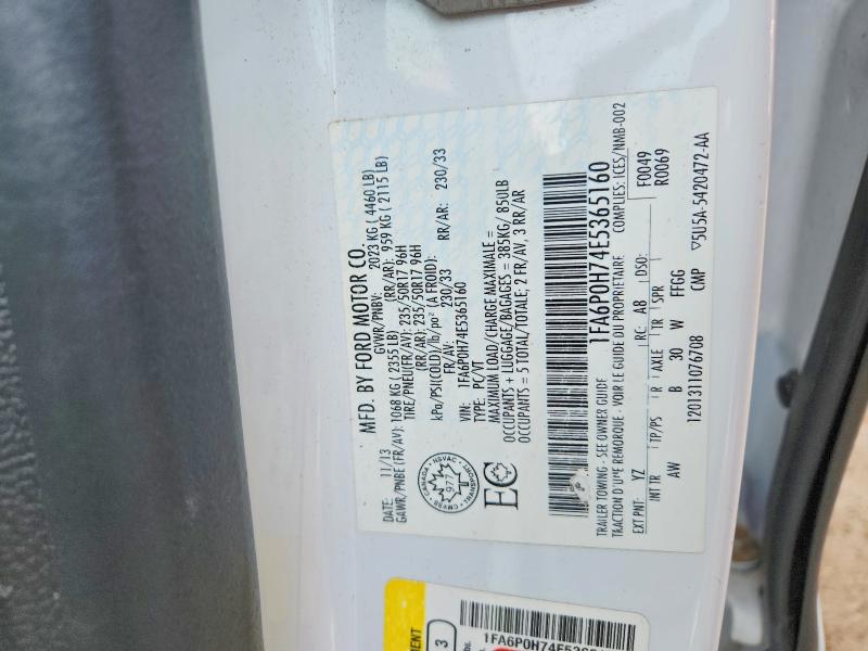46938096 :رقم المزاد ، 1FA6P0H74E5365160 vin ، 2014 Ford Fusion مزاد بيع