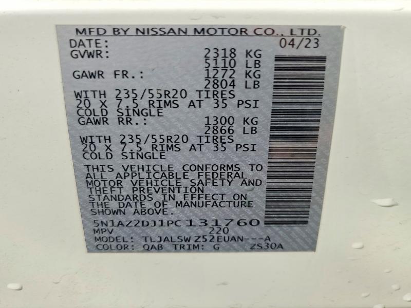 Продажа на аукционе авто 2023 Nissan Murano, vin: 5N1AZ2DJ1PC131760, номер лота: 47608446