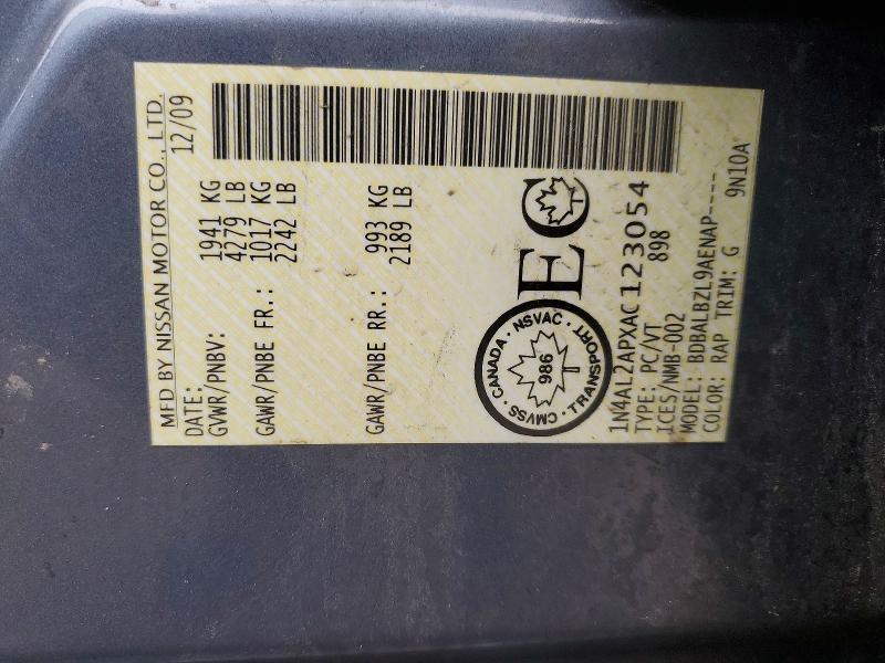 79438085 :رقم المزاد ، 1N4AL2APXAC123054 vin ، 2010 Nissan Altima مزاد بيع