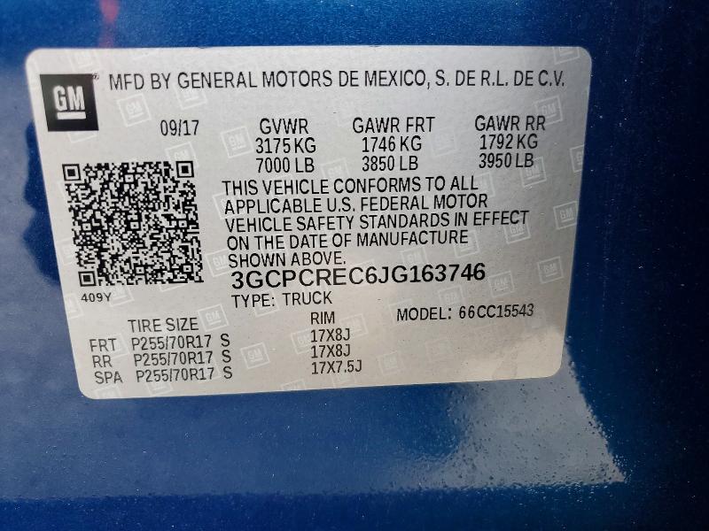 45625376 :رقم المزاد ، 3GCPCREC6JG163746 vin ، 2018 Chevrolet Silverado مزاد بيع