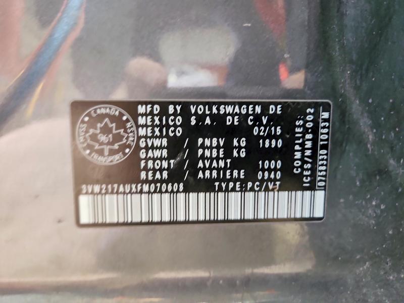 Aukcja sprzedaży 2015 Volkswagen Golf, vin: 3VW217AUXFM070608, numer aukcji: 41652886