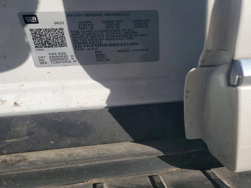46294986 :رقم المزاد ، 1GYKPDRS4MZ231494 vin ، 2021 Cadillac Xt6 مزاد بيع