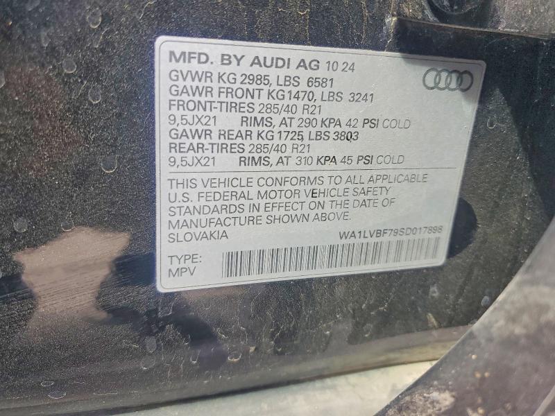 2025 Audi Q7 მანქანა იყიდება აუქციონზე, vin: WA1LVBF79SD017898, აუქციონის ნომერი: 48304036